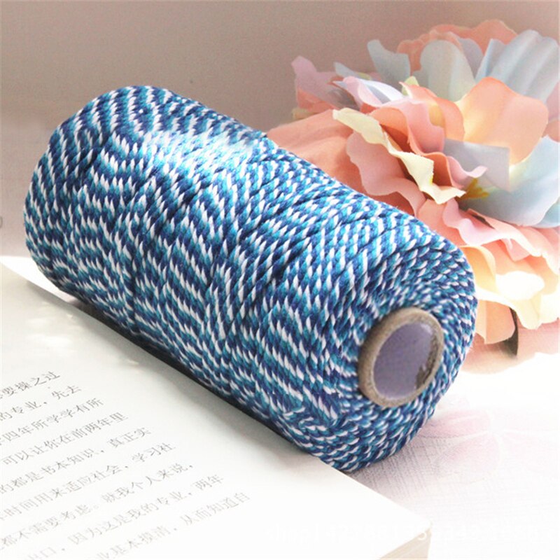 100Yard Cotton Natural Burlap Cotton Cords Rope For Home Decor Handmade Christmas Packing Craft DIY Scrapbooking Wrap: Blue White