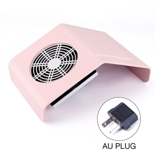 40W Nail Dust Collector Nail Zuig Fan Nail Dust Stofzuiger Manicure Machine Met 2 Stof Verzamelen Tas Salon gereedschap: Pink AU Plug