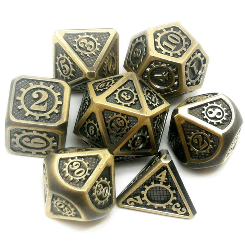 Metal Dice 7 Stks/set Rpg Dobbelstenen D & D Board Game Magic Props D4 D6 D8 D10 D12 D20 d25 19: Type A