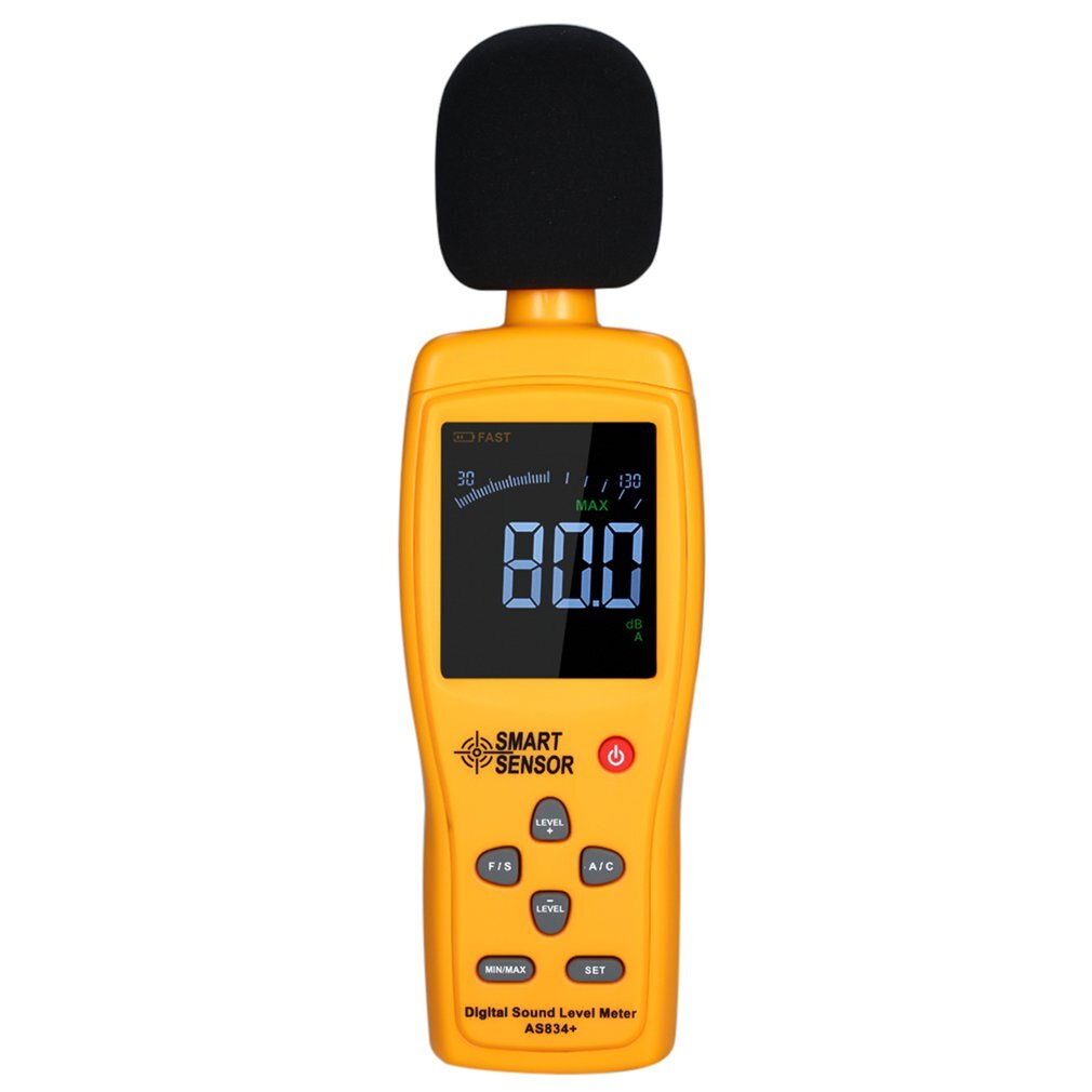 Digital Sound Noise Level Meter Decibel Detector Color LCD Display 30 ~ 130 DBA / 35 ~ 130dBC Db AS834 + Noise Level Meter