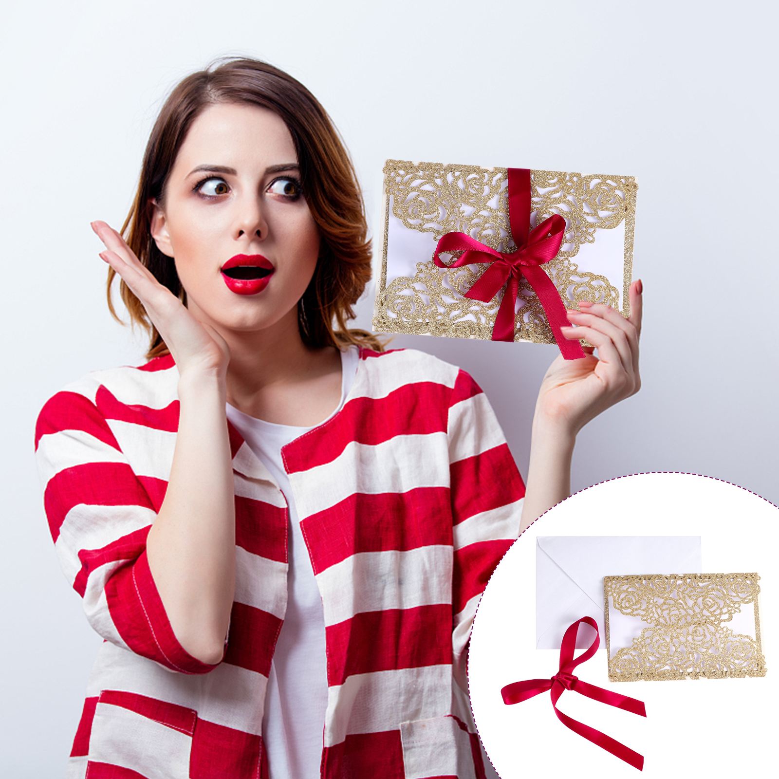 5 Set Wedding Invitations Envelop Lovely Paper Invitations Cards Post Card For Birthday Christmas Day Party Decoration