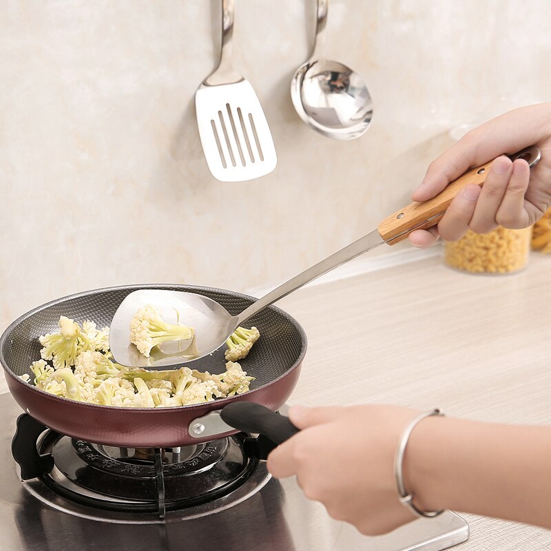 Hållbart bärbart rostfritt stål non-stick vändskiva mat wok spatel sked köksredskap köksredskap kokkärl espatula