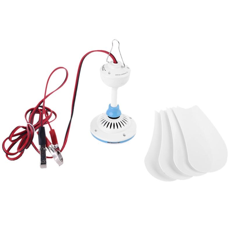 12V Battery Powered Ceiling Fan 16” 31.5” Hanging Camping Tent Hanger Fan for Outdoor Barbecue Home Dormitory Picnic