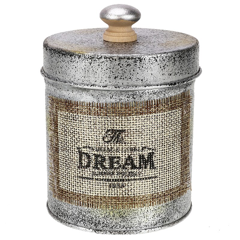 Organizer Desktop Sundries Box Kitchen Tableware American Retro Antique Metal Storage Jar Box Nuts Jar Snack Home Decoration: dream