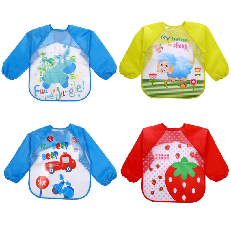 Infants Children Long Sleeve Waterproof Eva Overclothes Cartoon Baby Bib