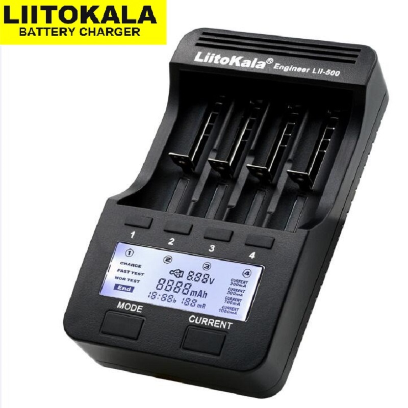 Liitokala Lii-500 18650 Smart Battery Charger,3.7V 18350 14500 18500 21700 26650 1.2V AAA NiMH Lithium LCD Charger: Dark Grey / EU