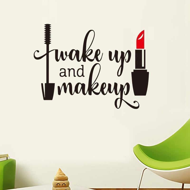 PVC Wall Decor Sticker Decal Lipstick Makeup Girl Face Popular Woman Wallpaper Cosmetic Makeup Pattern