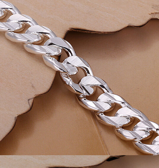 high-end women's mens fine 925 sterling silver bracelet jewelry men's 10MM square beautiful gem