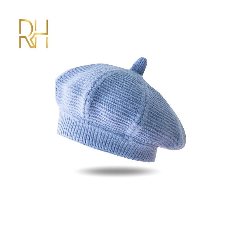 Damas de gorra Gatsby mujer boina británico retro femenino primavera invierno suave de punto cálido adulto lana octogonal sombrero RH: blue