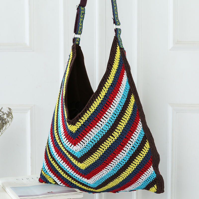 Ręcznie robiona na szydełku torba na ramię kobiety Bohemia torby na zakupy podróż wszystkie odpowiednie modne torby Crossbody