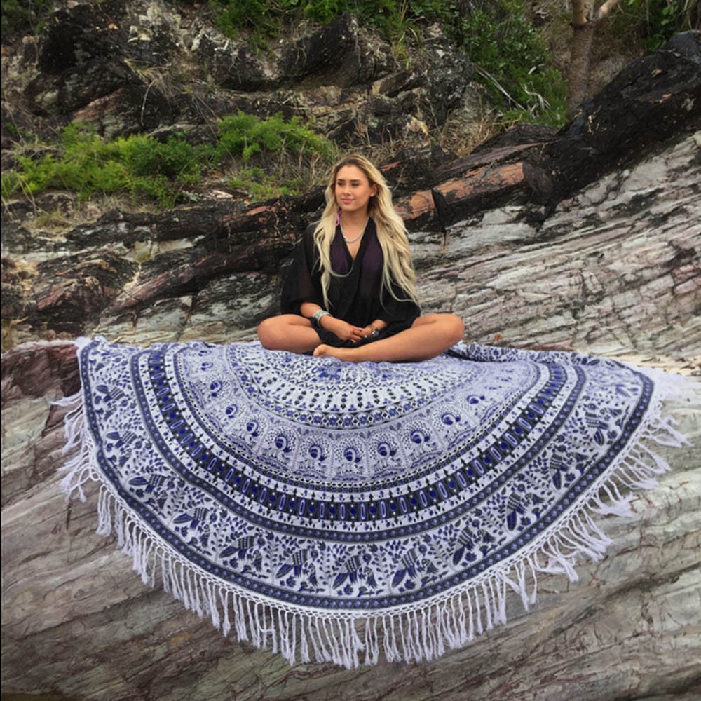 Tapiz indio de Mandala grande para colgar en la pared, toalla de playa Bohemia, manta fina de poliéster, esterilla de Yoga, chal, Sábana FD: 1