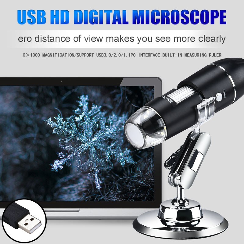 Portable HD 1600X 2MP Zoom Microscope 8 LED Micro USB Digital Handheld Magnifier Endoscope Camera
