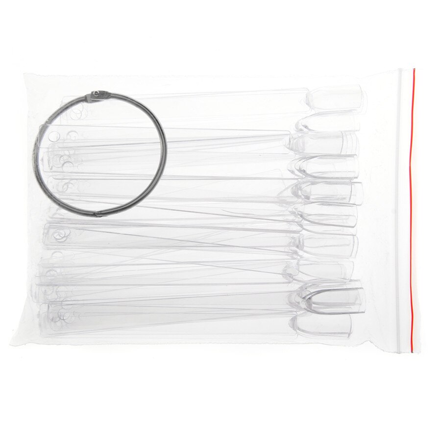 Falske negle 50 stk/parti vifteformet nail art display uv gel neglelak farveprøver øve nagel waaier palette ongle: Gennemsigtig