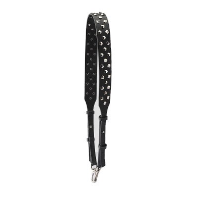 PU Rivet Wide Crossbody Bag Strap For Women PU Adjustable Long Handbag Belt Female Metal Replacement Shoulder Bag Strap: Black (Silver)