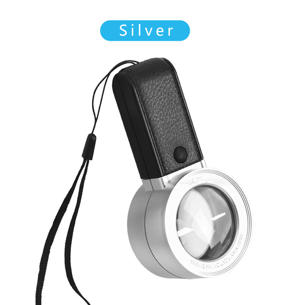 30X Vergrootglas Met LED UV Licht Professionele Duel Layer Optische Bril Lens Handheld Vergrootglas Sieraden Loep voor Senior: Zilver