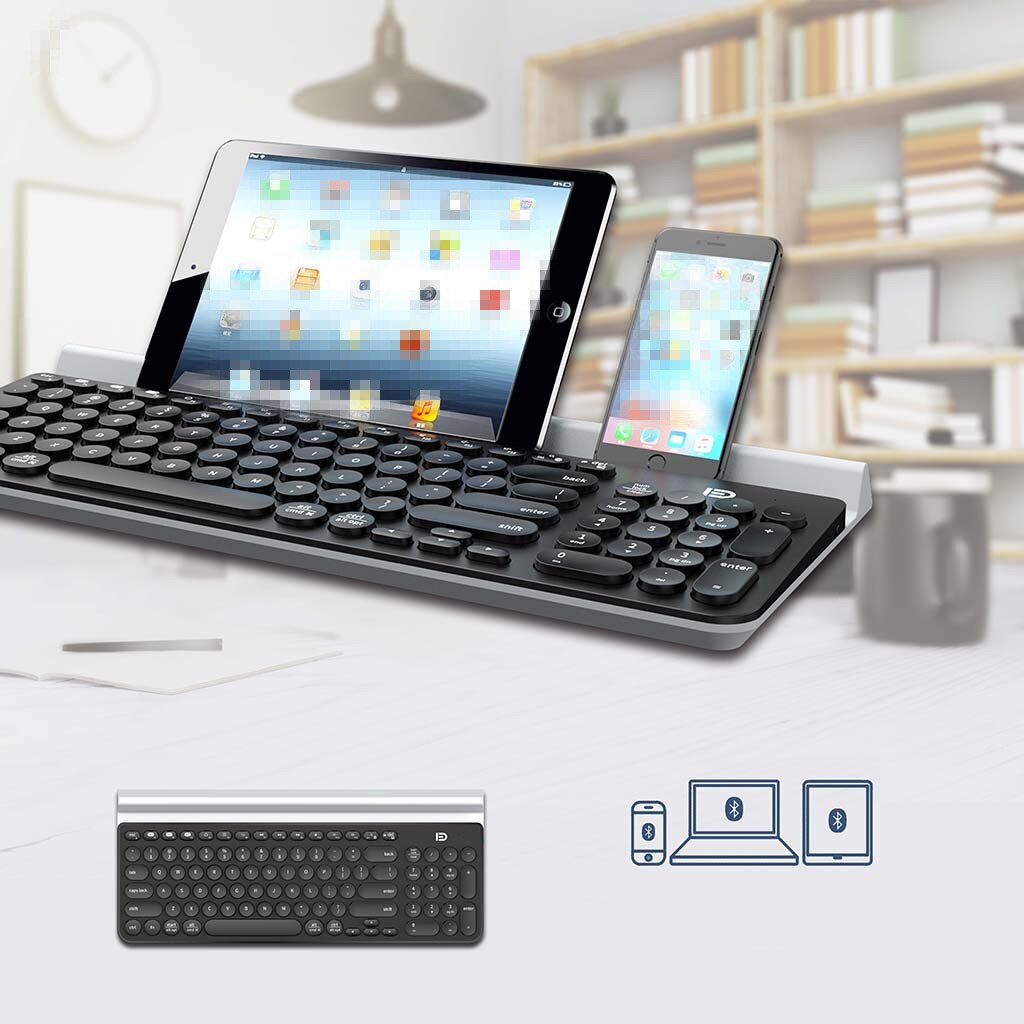 Ultra cienka bezprzewodowa klawiatura Bluetooth bezprzewodowa klawiatura z okrągłym klawiszem do telefonu/tabletu/laptopa do domu biurowego