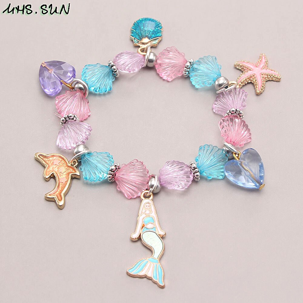 MHS. SONNE Handgemachte Schmetterling Perlen Armbänder Für Mädchen freundlicher Schmuck Reize Meerjungfrau Armbänder Elastische Armreifen Party 1PC: 3
