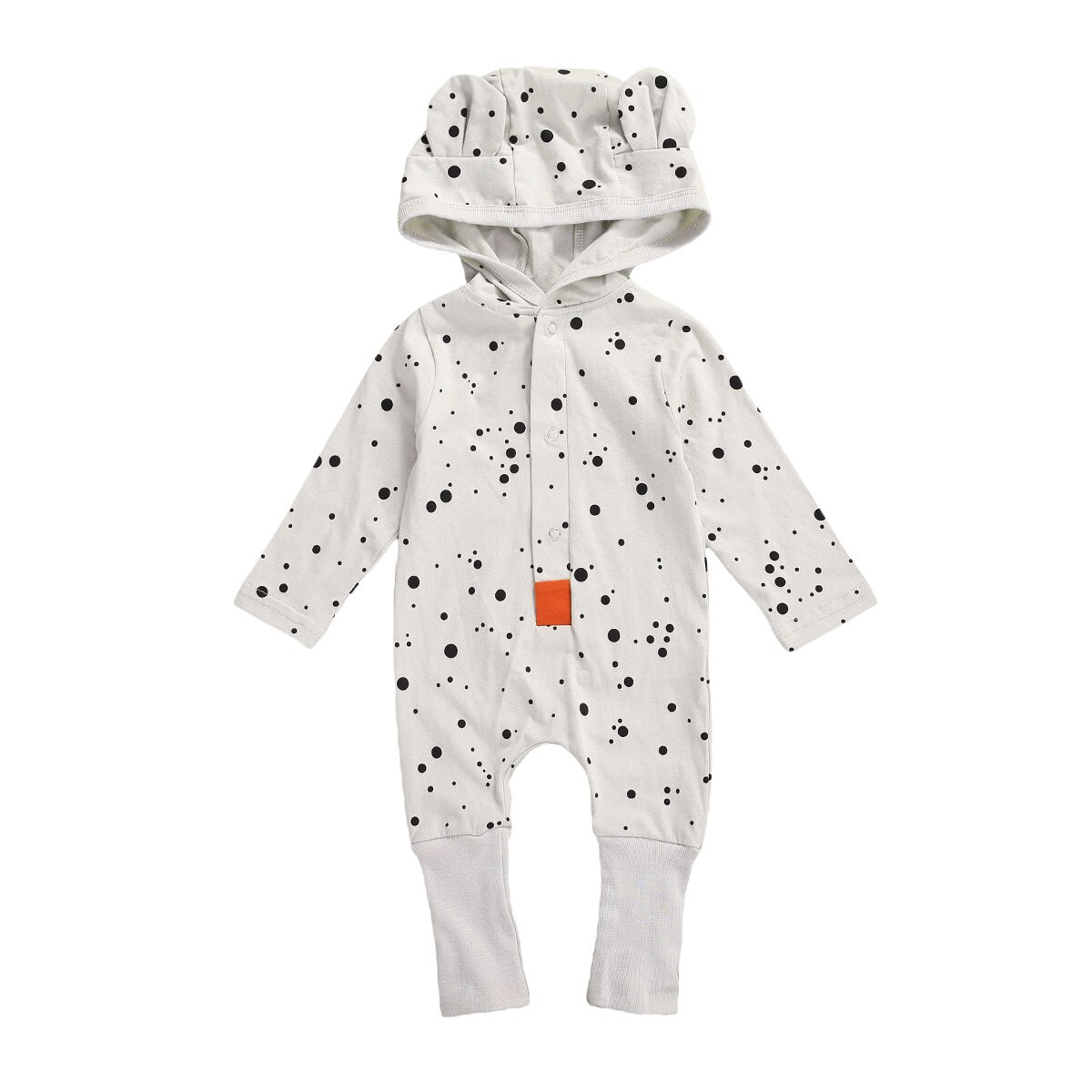 Pelele de manga larga con capucha y orejas de oso para niños y niñas recién nacidos, monos de manga larga para primavera y otoño: Silver gray / 9 meses