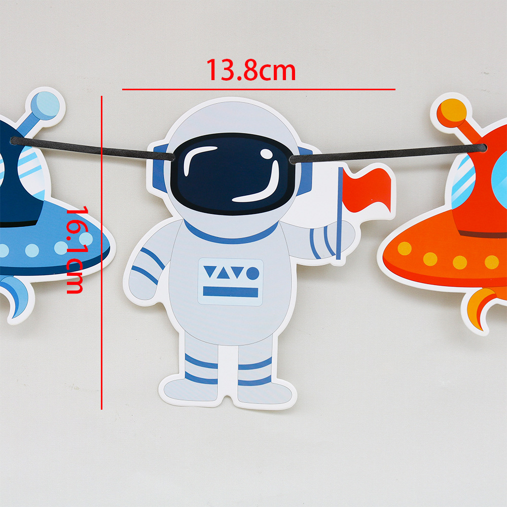 Yttre rymden tema dekoration hängande banner rymdskepp astronaut fest kransar födelsedagsfest leveranser dra blommor