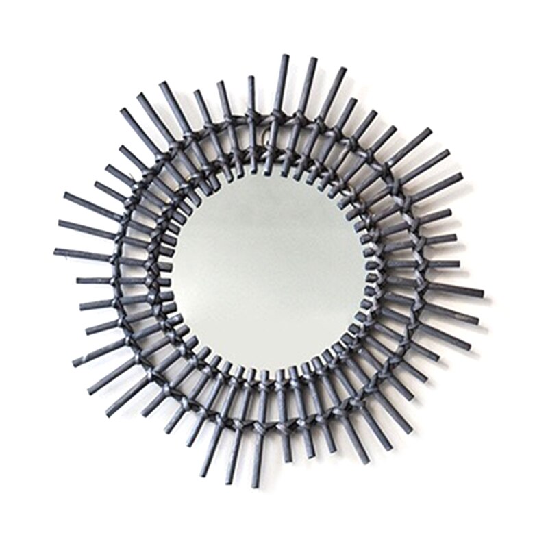 Espejo de ratán para tocador, decoración artística, espejos creativos de maquillaje, accesorios de foto para sala de estar, espejo de pared de habitación: 4