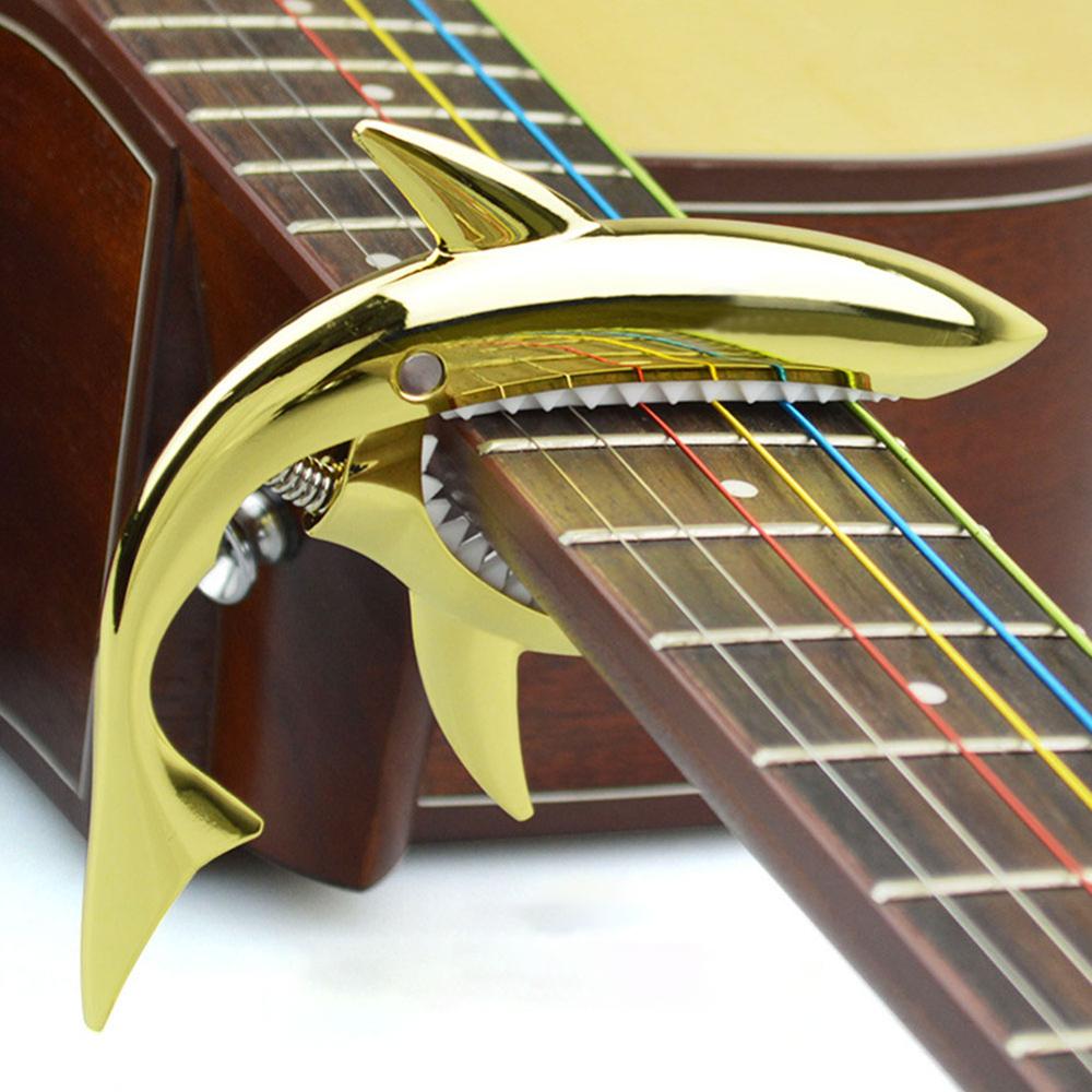 Zinc Alloy Guitar Capo Tuning Guitar Shark Capo Accessories Quick Change Clamp Key Acoustic Classic Tone Adjusting Guitar Parts