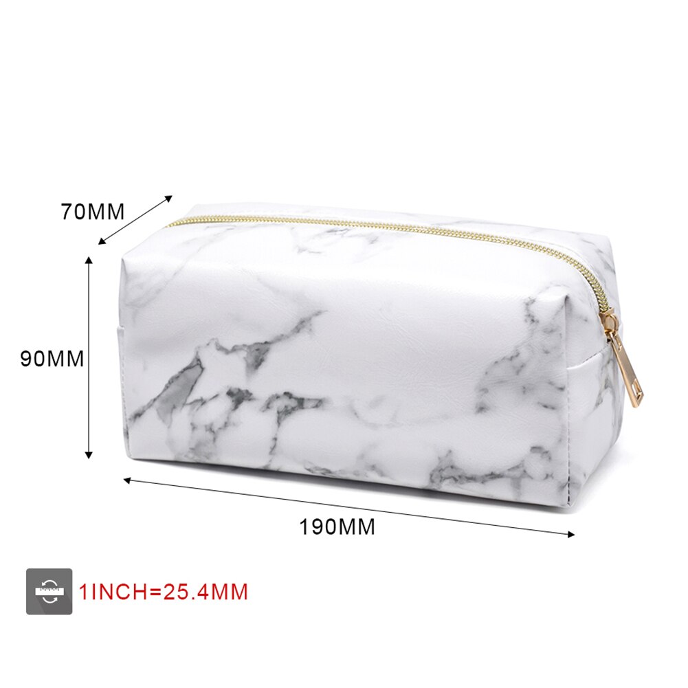 Neceser saco de maquiagem de grão de mármore viagem portátil à prova dwaterproof água maquiagem cosméticos bolsa zip falso couro saco de armazenamento de higiene pessoal