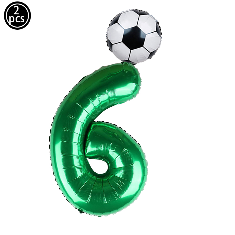 2pcs/lot 32inch Green Number Foil Ballons 18inch Soccer Helium Ballons Football Soccer Birthday Parti Sports Themed Party Decors: light yellow