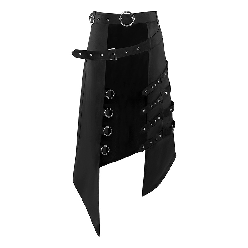Men Black Gothic Punk Rock Half Kilt Stage Performance Party Club Cosplay Half Skirt Man Streetwear Hip Hop Personality Skirt: XXXL