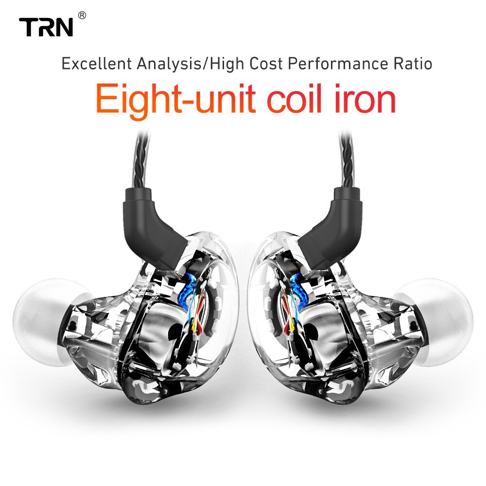 Trn-fone de ouvido híbrido v10, 2dd, hifi monito, para corrida, esporte, tomada de ouvido com 2pin destacável, v90 \ ba5 \ t3