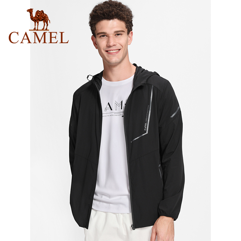 Camel outdoor skin tøj herretøj herre toppe ultraviolet-resistent letvægts åndbar hættejakke til mænd