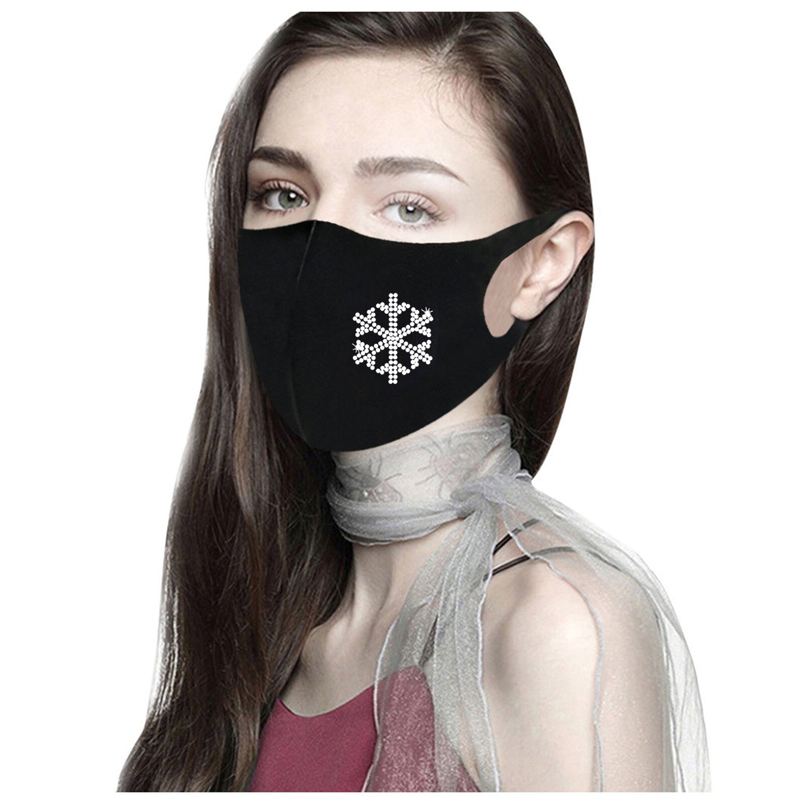 Mascarilla de cara de ciclista para adultos, máscaras de Navidad, con diamantes, reutilizables, para prevenir la contaminación, para exteriores: M