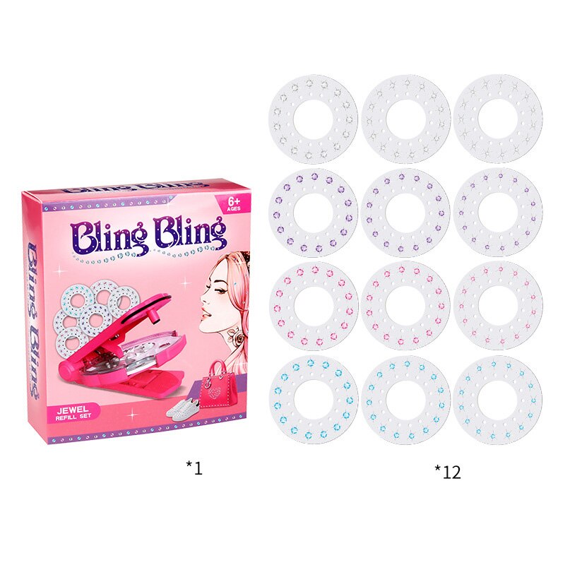 180 Gems Blingers Deluxe Set Girls Toys Pretend Play Jewel Refill Set DIY Girls Hair Styling Tool Diamond Sticker Toys