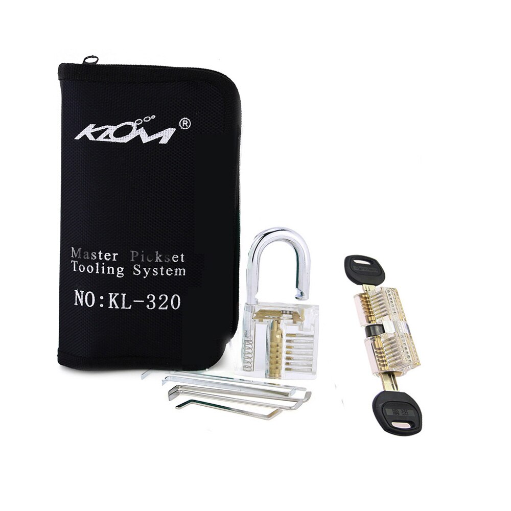 Klom 32pcs Lock Pickset Tools Remove Hand Tools with 9pcs Transparent Practice Lock Opener Kit Locksmith Training