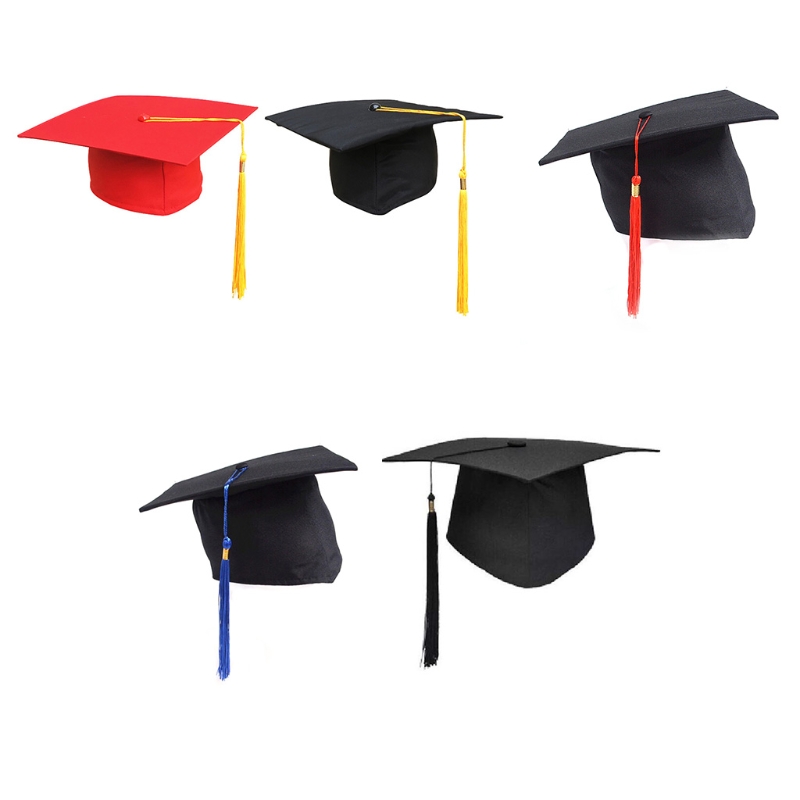 770B Fabric Matte Graduation Hat for Graduate Party Congratulations w/ Tassel Unisex