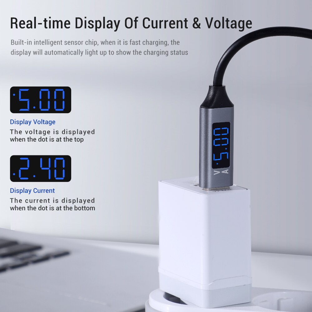 Topk 1M Micro Usb-kabel Spanning En Stroom Display Data Sync Usb-kabel Voor Samsung Xiaomi Micro Usb-poort