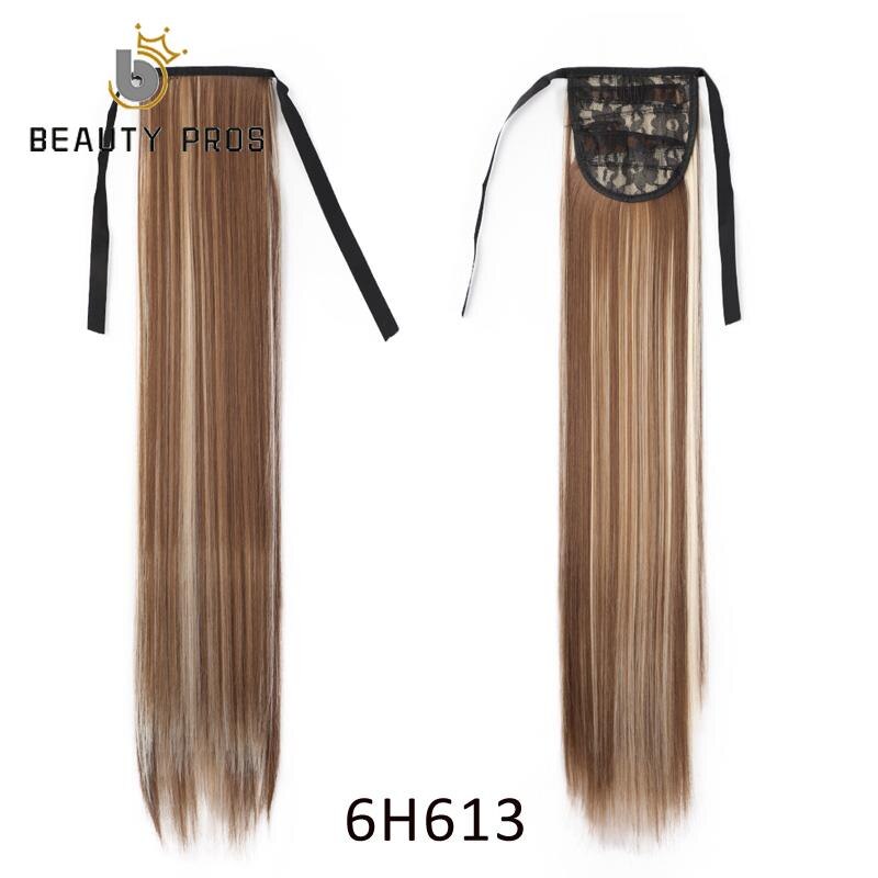 Lange Rechte Clip In Haar Staart Valse Haar Paardenstaart Haarstukje Met Haarspelden 22 "26Inch Synthetische Pony Tail Hair extensions: 6H613 / 26 inch