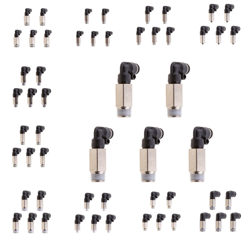 5X Air Water Hose Tube Threads Bend Fitting Pneumatic Push In Kit