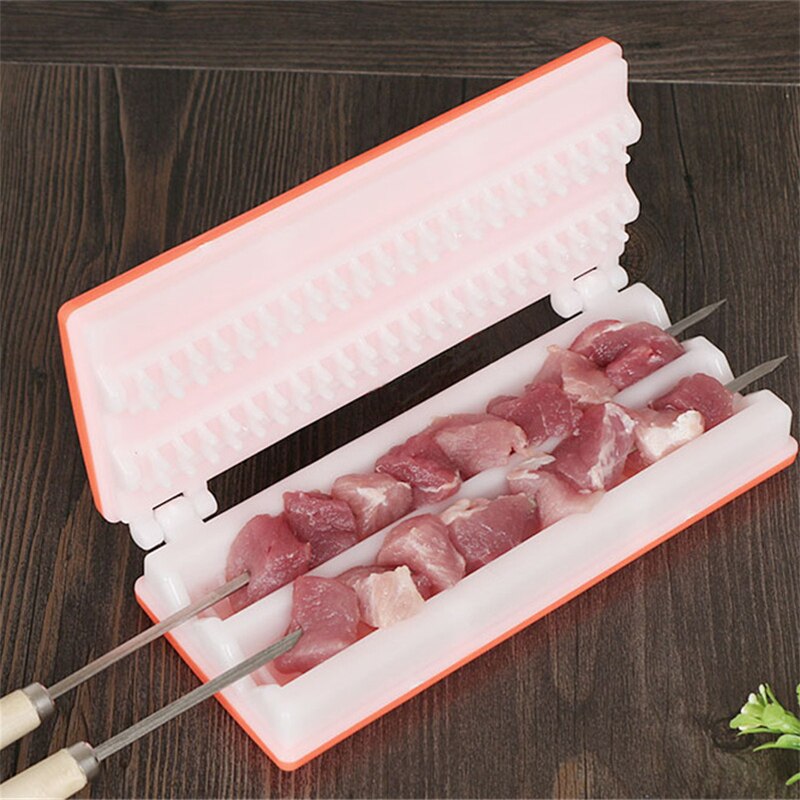 Portable Meat Grill Skewer Box BBQ Tool Meat Grill Skewer Barbecue Grill Needle Box String Shish Beef Mutton Kebab Skewers Maker