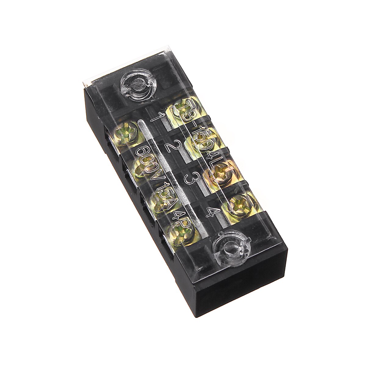 600V 15A 4 Position Double Row Wire Barrier Block with 2 Connector Strips 55 x 21 x 17mm Terminal Blocks