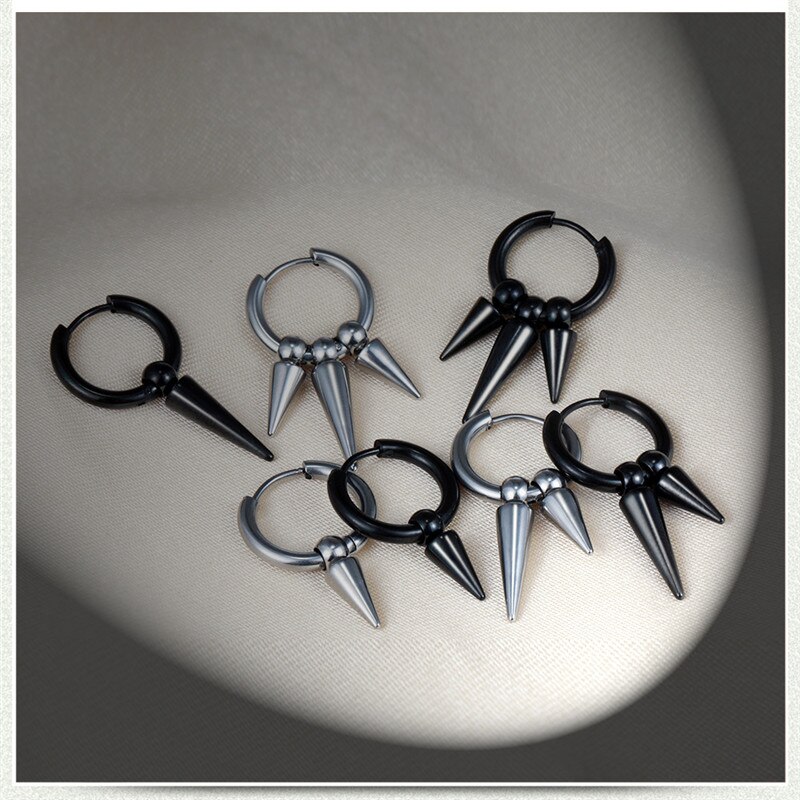 Mode Klinknagel Taper Rvs Earring Voor Vrouwen Mens Classic Punk Stud Oor Sieraden 2 Stuks