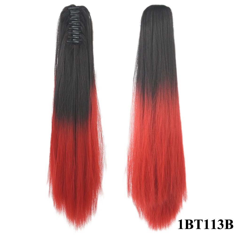 Lange Rechte Synthetische Paardenstaart Vrouwen Ombre Hair Stuk Staart Hoge Temperatuur Fiber Pony Tail Hair Extensions voor Dame: 1bt113b