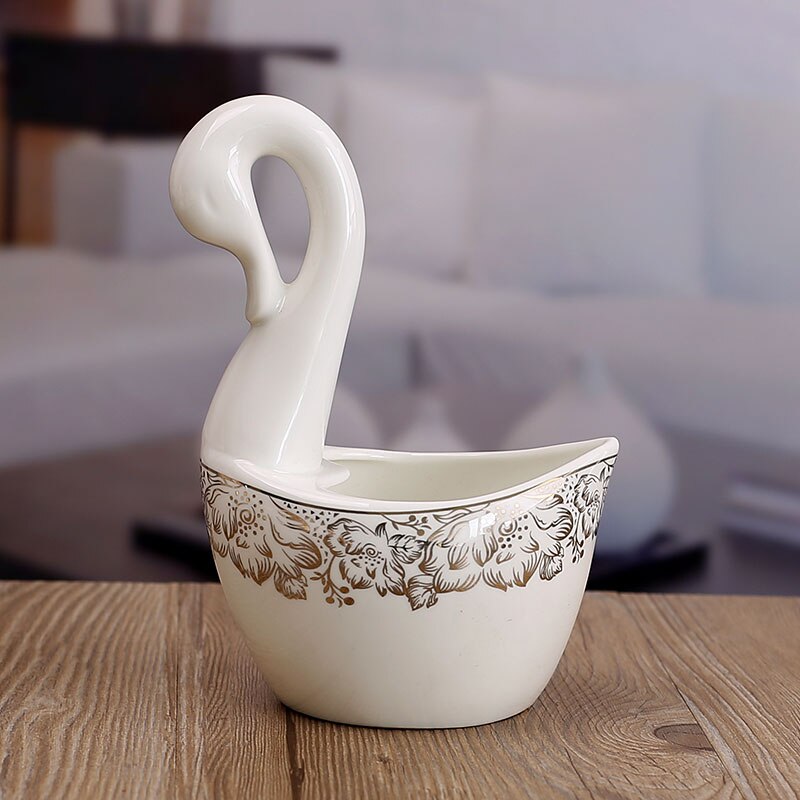 Kleine Zwaan grote Euraziatische stijl decoratieve lepel mand geplaatst de grote lepel rijke Europese hoogwaardige bone china Phnom Penh