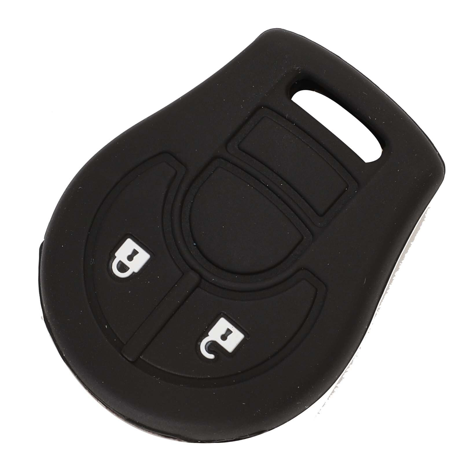 jingyuqin Silicone Soft Rubber Car Key Fob Case For Nissan Juke Micra Qashqai March Tiida 2/3/4 Button Car Key Cover Holder: 2 Buttons / Dark Blue