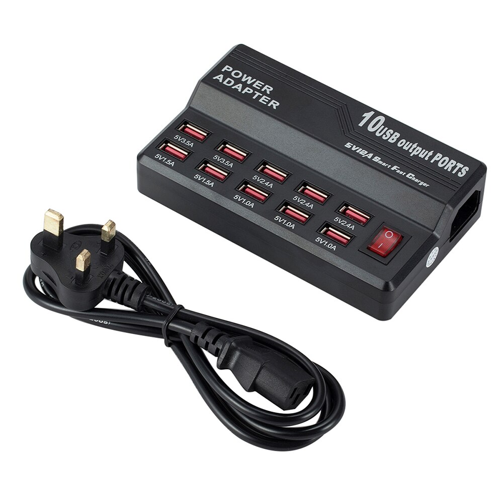 10 Ports USB Smart Power Station Hub Quick Charging Wall Charger Adapter for Phone Tablet EU/US/UK Plug