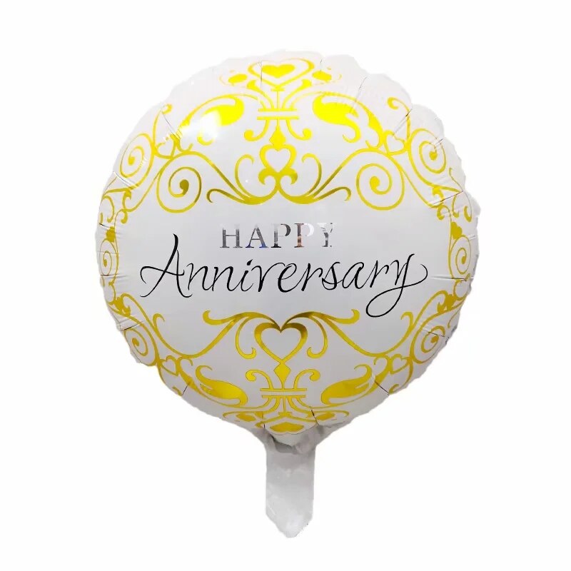 10pcs 18inch Round Happy Anniversary Foil Helium Balloons for Birthday Party Wedding Decoration Supplies Inflatable Air Globos