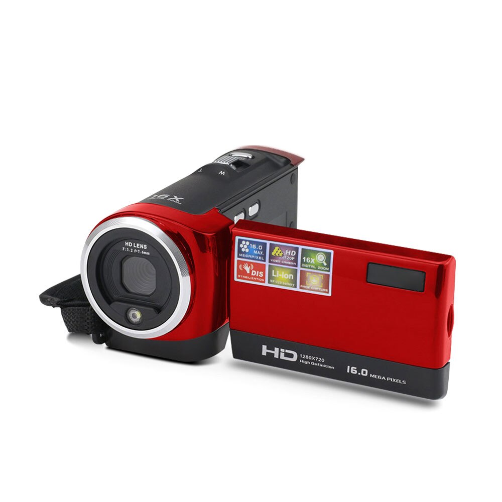 Video Kamera Camcorder Vlogging Kamera FHD 1080P 16MP 16x Digital Zoomen 2,7 Zoll 270 Grad Drehbare LCD mit Batterie: rot