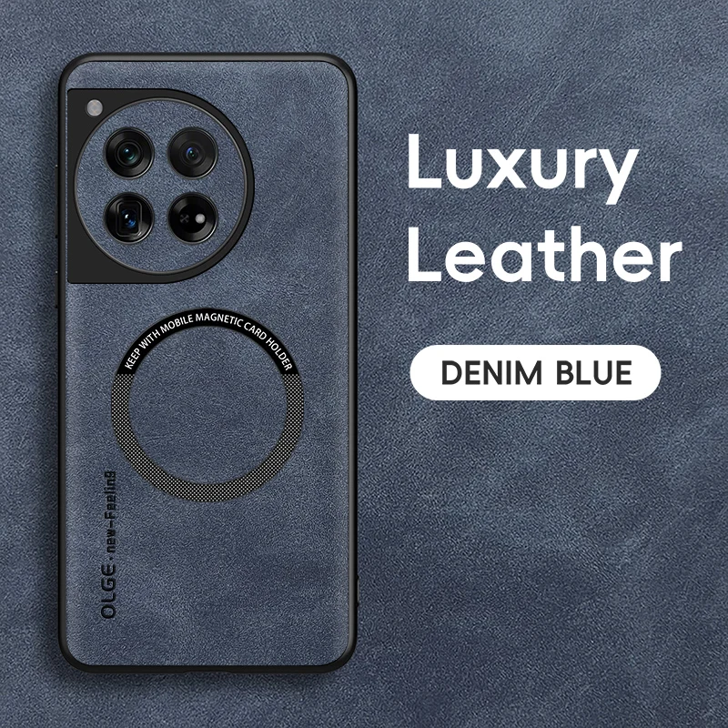 Magnetic Retro Leather Soft Case For OnePlus 12 11 13 OnePlus12 OnePlus11 5G Wireless Charging Phone Case Cover: Leather / Blue