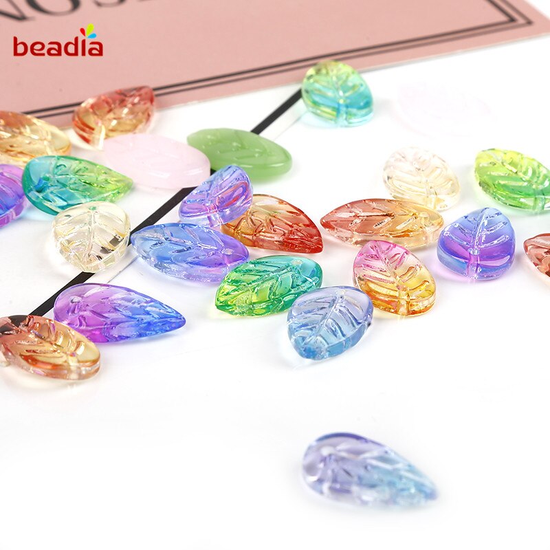 18x11mm Czech Glass Leaf Beads Jewelry Making Supply Czech Leaf Beads DIY Earring Finding Clothing Supplies 20pcs/bag
