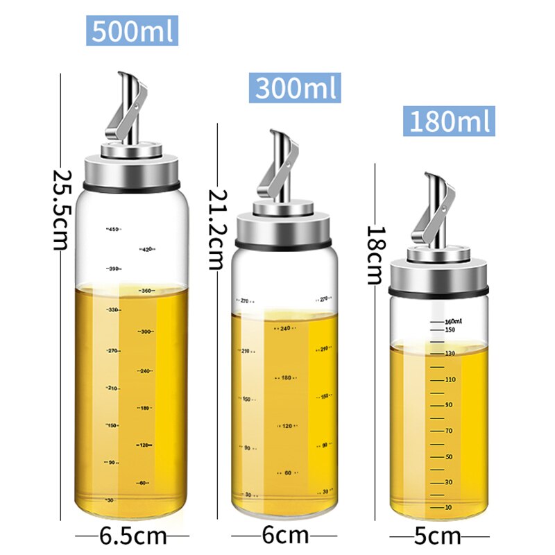 Olijfolie Dispenser Rvs Olie Fles Automatische Open/Close Eetbare Olie Fles Loodvrij Glas Kruiden Fles