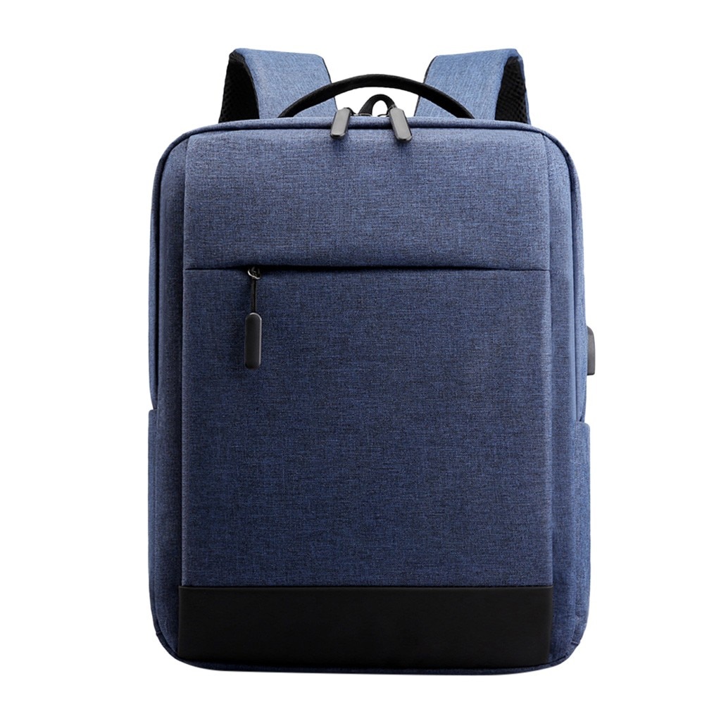 Mænd udendørs rygsæk kontrastfarve nylon rygsæk kontor rejse lynlås vandtæt taske sport computer tyveripose: Mørkeblå
